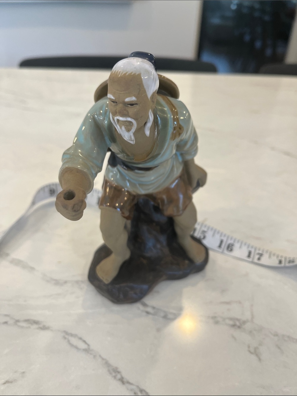 Shiwan Wanjiang style Vintage Mudman Glazed Ceramic Fisherman Figurine